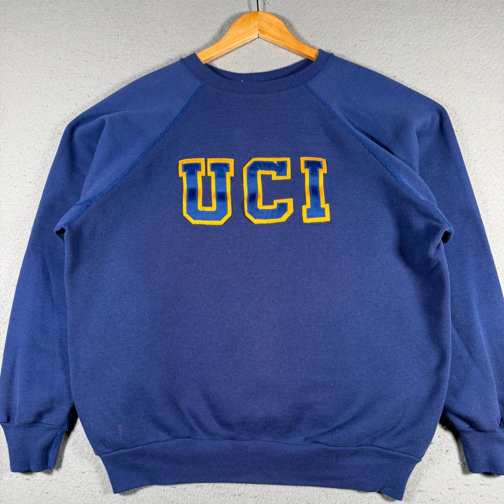 Vintage UC Irvine Sweatshirt Blue Gold Mens XL Made in USA Discus Athletic